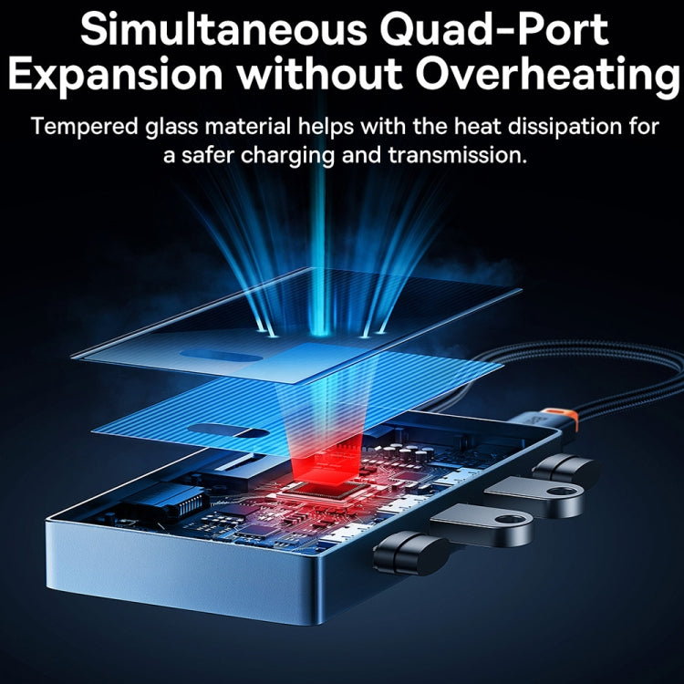 Baseus WKYY030013 4 in 1 USB-C / Type-C to USB3.0x4 HUB Adapter(Space Grey)