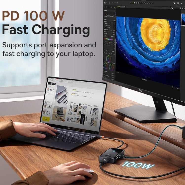 Baseus WKYY030213 6 in 1 USB-C / Type-C to USB3.0x3+HDMI+PD+RJ45 HUB Adapter(Space Grey)