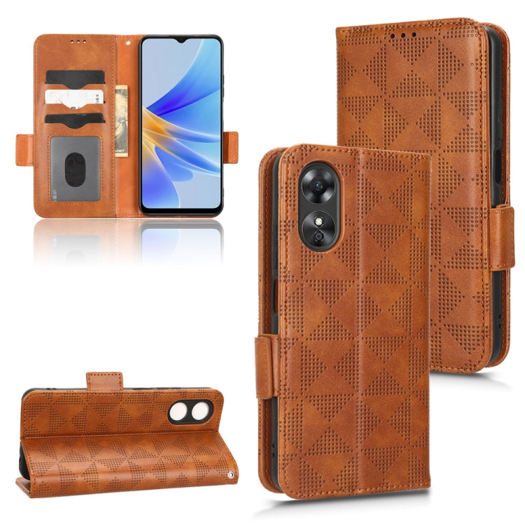 For OPPO A17 Symmetrical Triangle Leather Phone Case