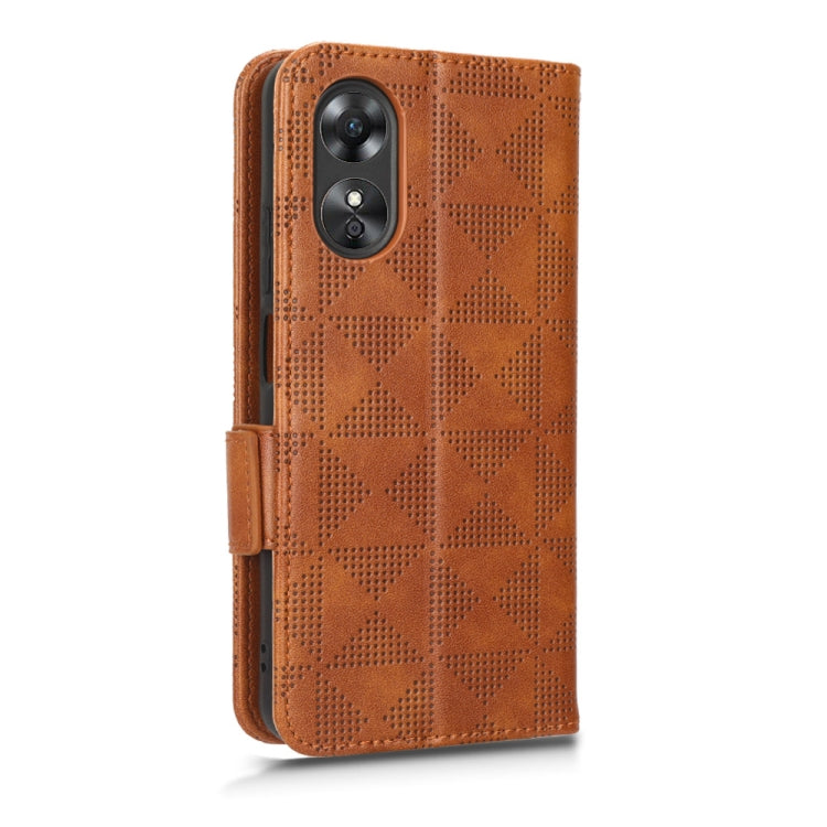 For OPPO A17 Symmetrical Triangle Leather Phone Case