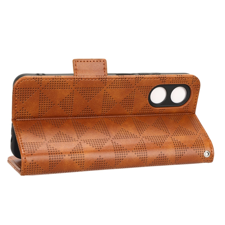 For OPPO A17 Symmetrical Triangle Leather Phone Case