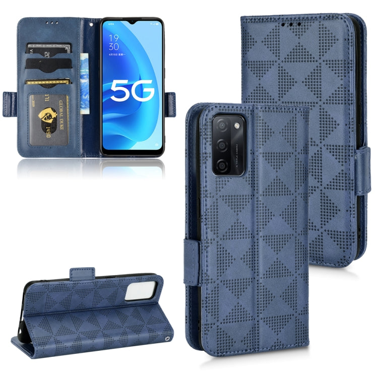 For OPPO A55s 5G Symmetrical Triangle Leather Phone Case
