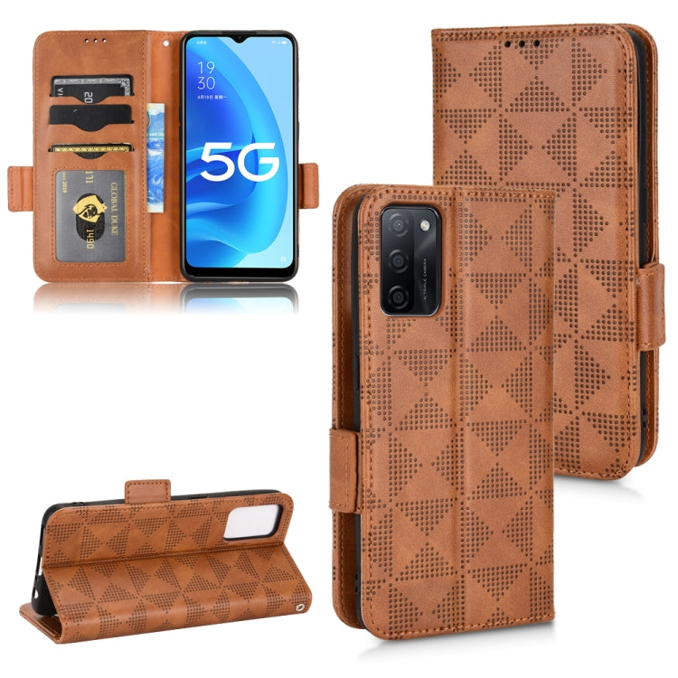 For OPPO A55s 5G Symmetrical Triangle Leather Phone Case
