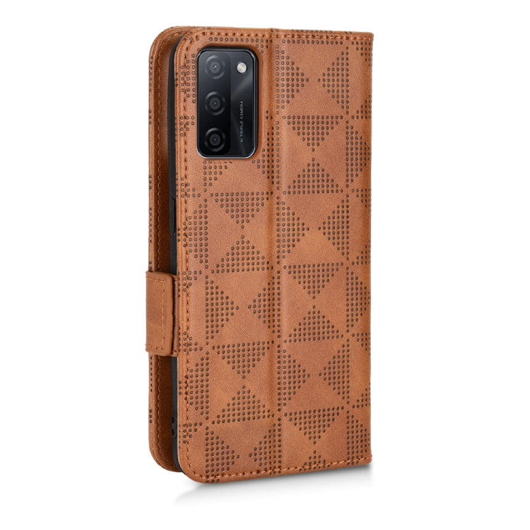 For OPPO A55s 5G Symmetrical Triangle Leather Phone Case