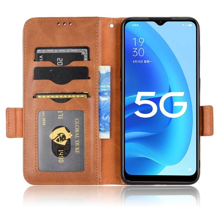 For OPPO A55s 5G Symmetrical Triangle Leather Phone Case
