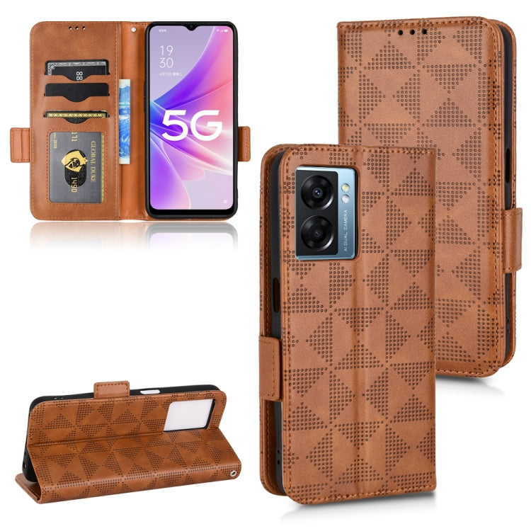 For OPPO A57 5G / A77 5G Symmetrical Triangle Leather Phone Case