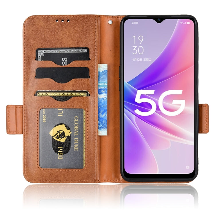 For OPPO A57 5G / A77 5G Symmetrical Triangle Leather Phone Case