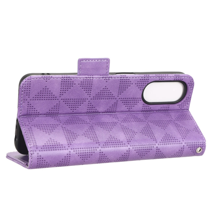 For OPPO A58 5G Symmetrical Triangle Leather Phone Case