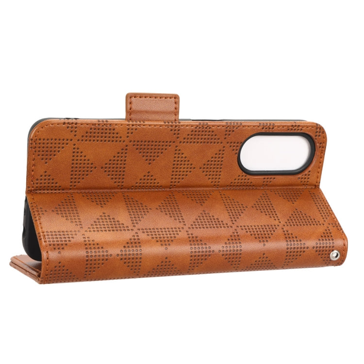 For OPPO A58 5G Symmetrical Triangle Leather Phone Case