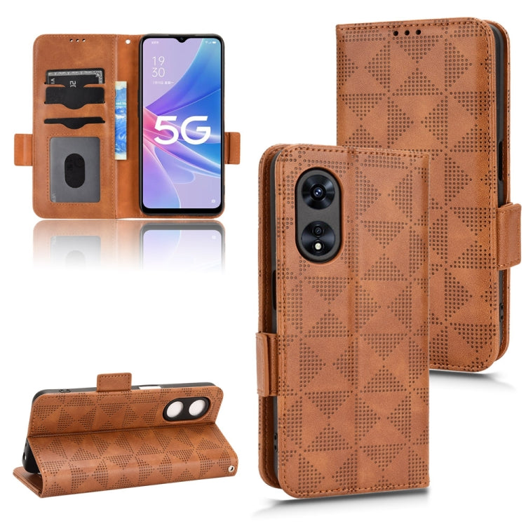 For OPPO A97 5G Symmetrical Triangle Leather Phone Case
