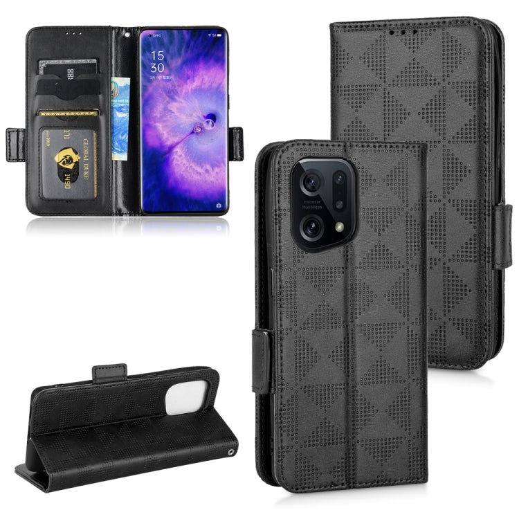 For OPPO Find X5 Symmetrical Triangle Leather Phone Case