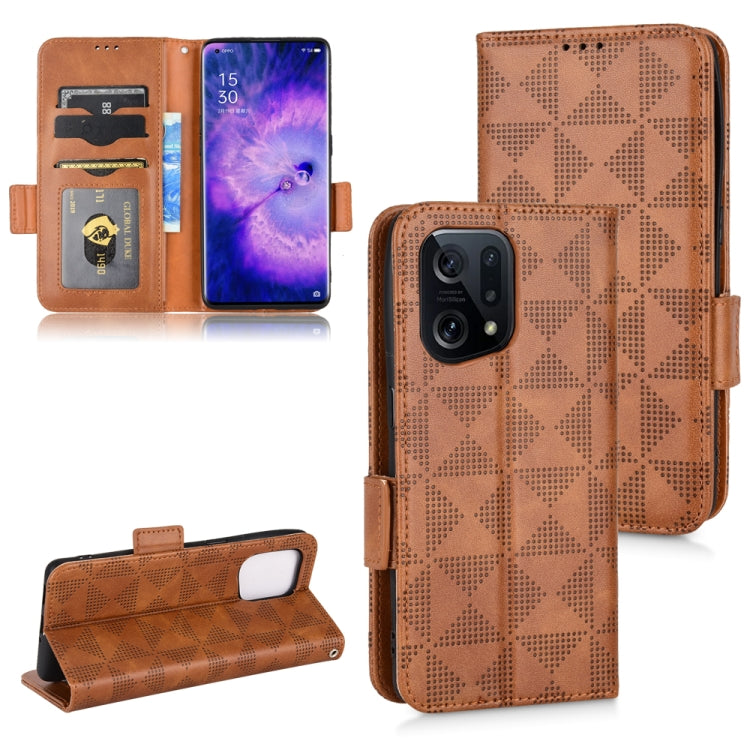 For OPPO Find X5 Symmetrical Triangle Leather Phone Case