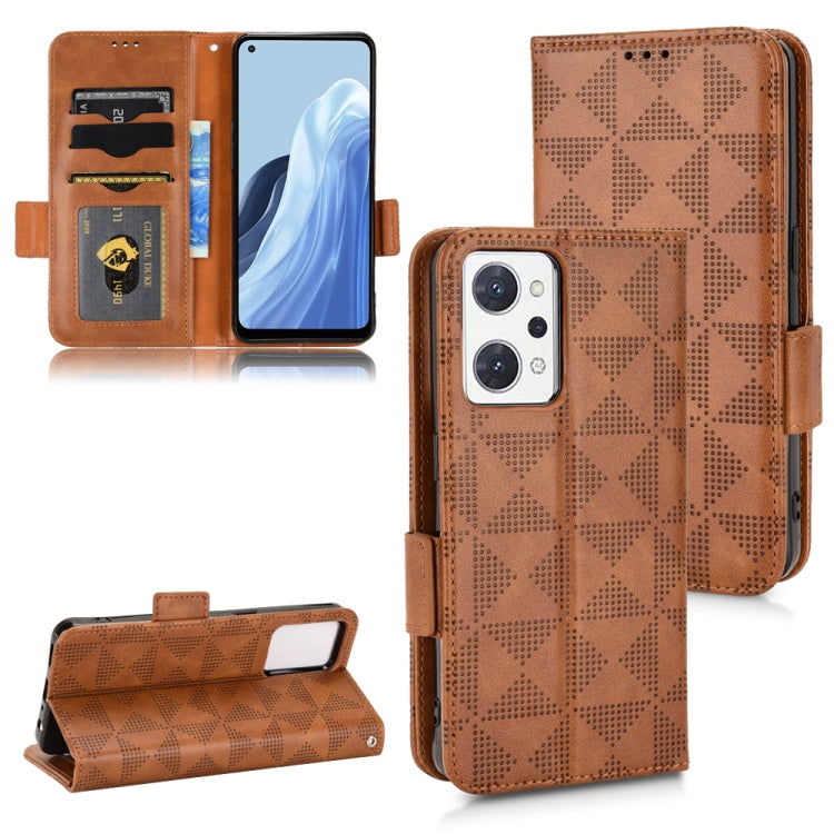 For OPPO Reno7 A Symmetrical Triangle Leather Phone Case