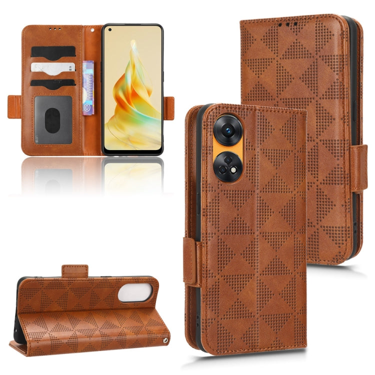 For OPPO Reno8 T 4G Symmetrical Triangle Leather Phone Case