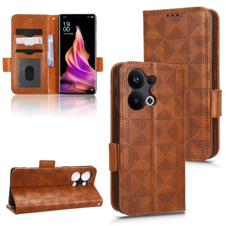 For OPPO Reno9 Pro+ Symmetrical Triangle Leather Phone Case