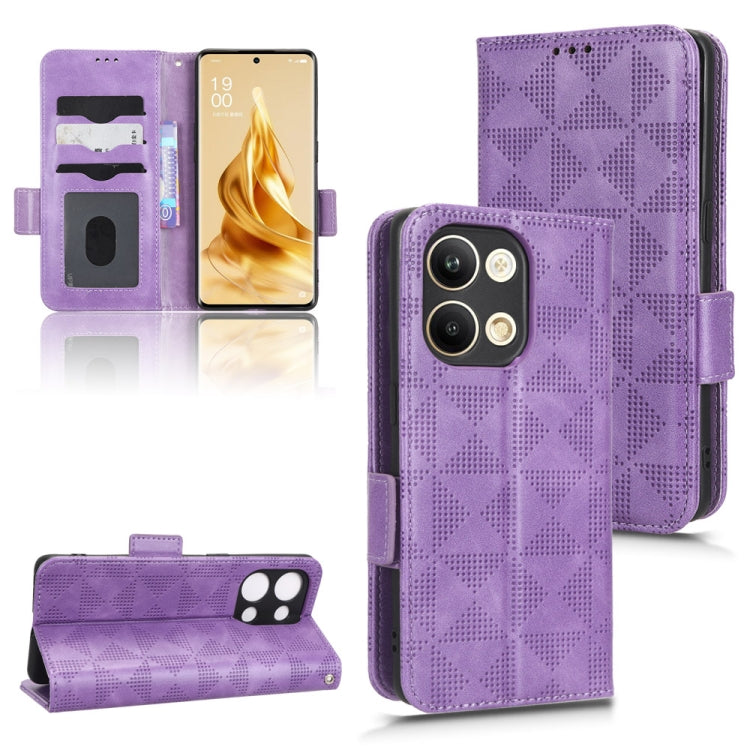 For OPPO Reno9 Pro Symmetrical Triangle Leather Phone Case