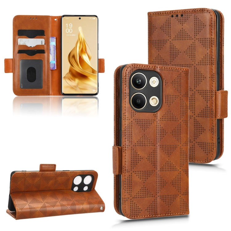 For OPPO Reno9 Pro Symmetrical Triangle Leather Phone Case