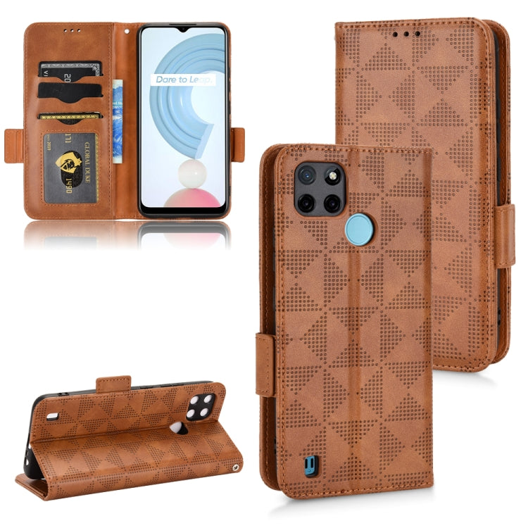 For Realme C21Y / C25Y Symmetrical Triangle Leather Phone Case