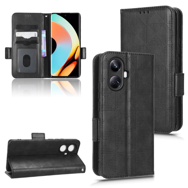 For Realme 10 Pro+ Symmetrical Triangle Leather Phone Case