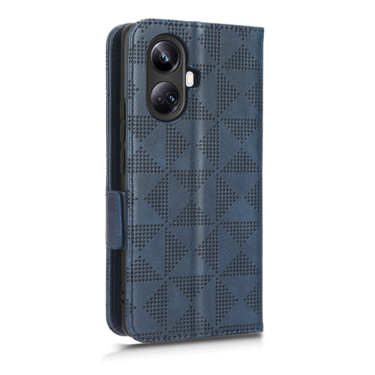 For Realme 10 Pro+ Symmetrical Triangle Leather Phone Case