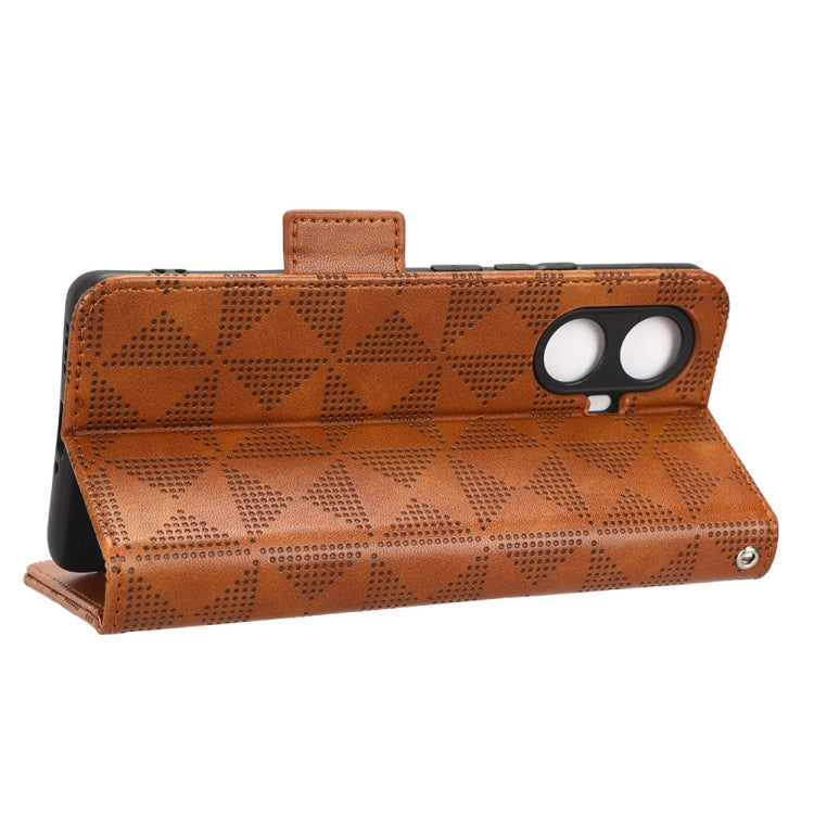 For Realme 10 Pro+ Symmetrical Triangle Leather Phone Case