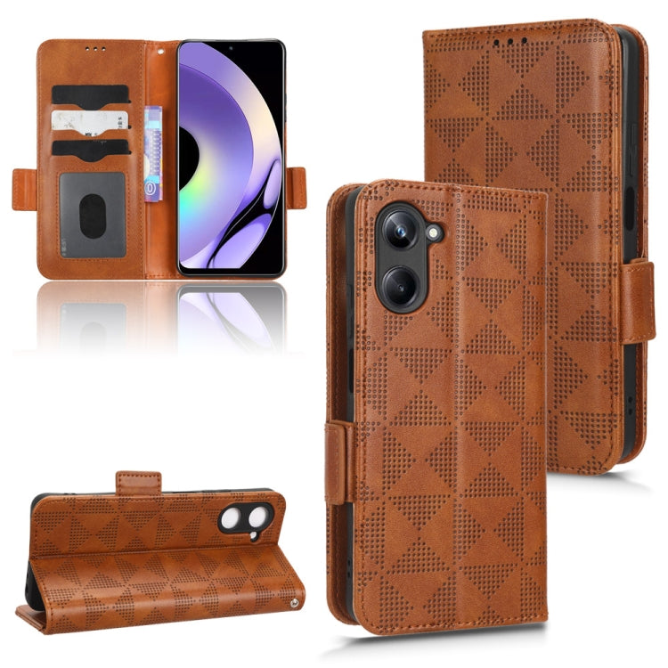 For Realme 10 Pro Symmetrical Triangle Leather Phone Case