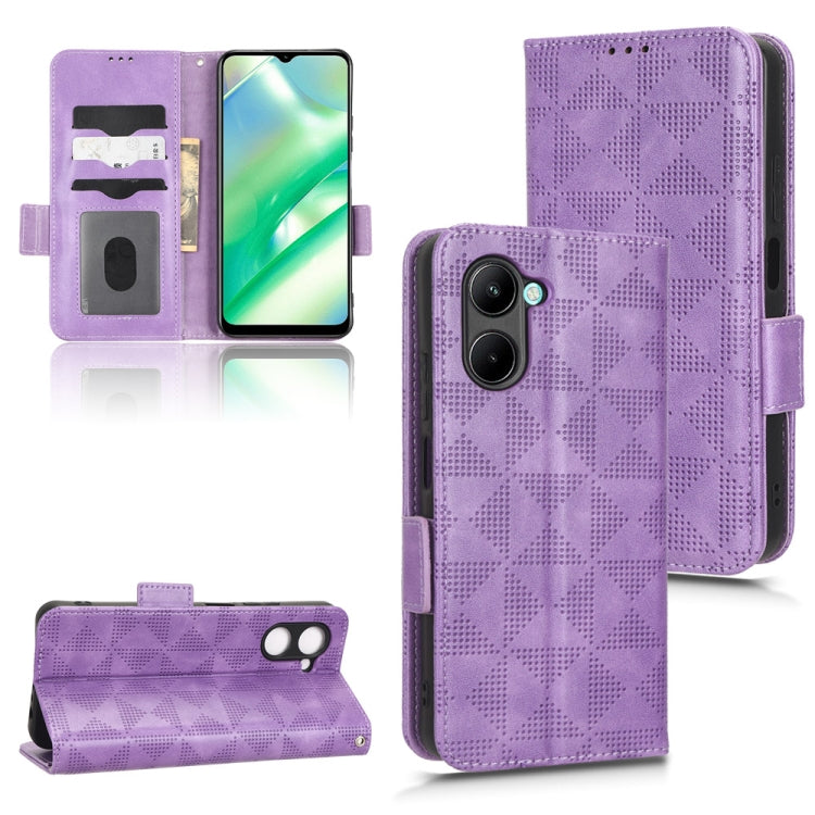 For Realme C33 4G Symmetrical Triangle Leather Phone Case
