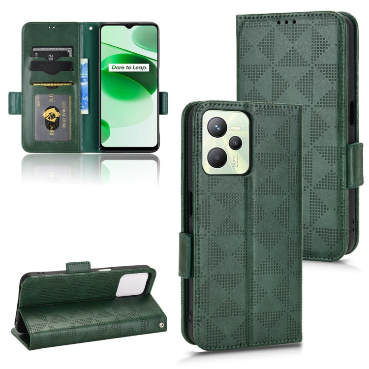 For Realme C35 Symmetrical Triangle Leather Phone Case