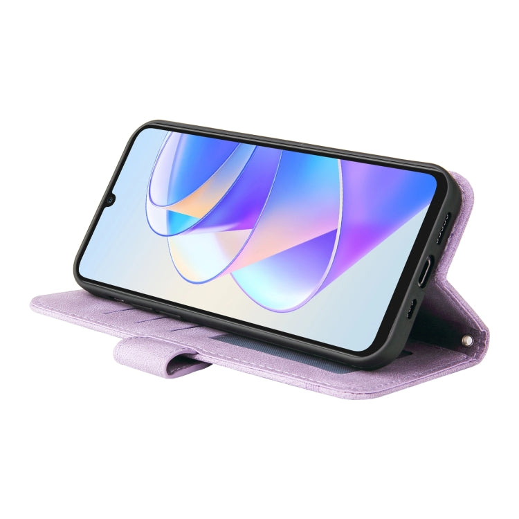 For Honor X7a Skin Feel Life Tree Metal Button Leather Phone Case