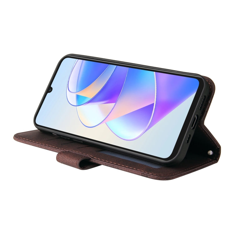 For Honor X7a Skin Feel Life Tree Metal Button Leather Phone Case