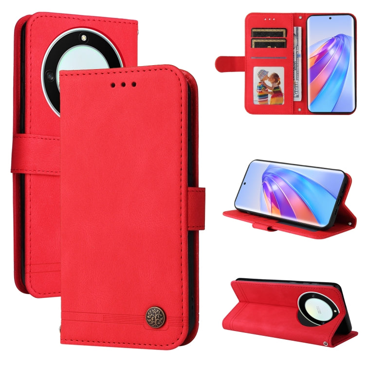 For Honor X9a/X40 5G/Magic5 Lite Skin Feel Life Tree Metal Button Leather Phone Case