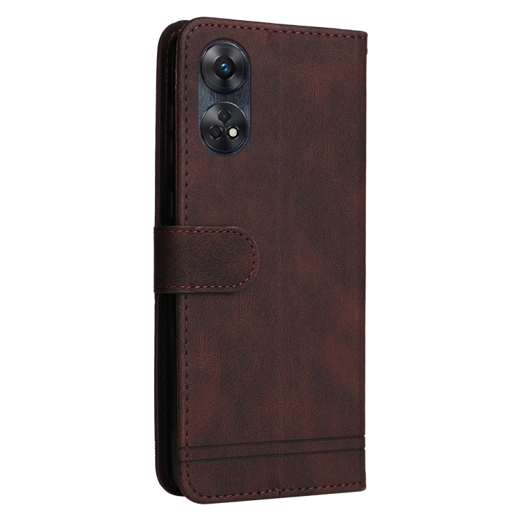 For OPPO Reno8 T 4G Skin Feel Life Tree Metal Button Leather Phone Case