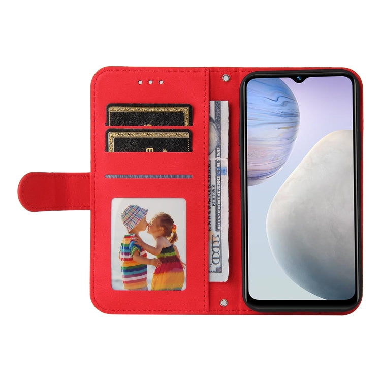 For vivo Y02 4G Skin Feel Life Tree Metal Button Leather Phone Case