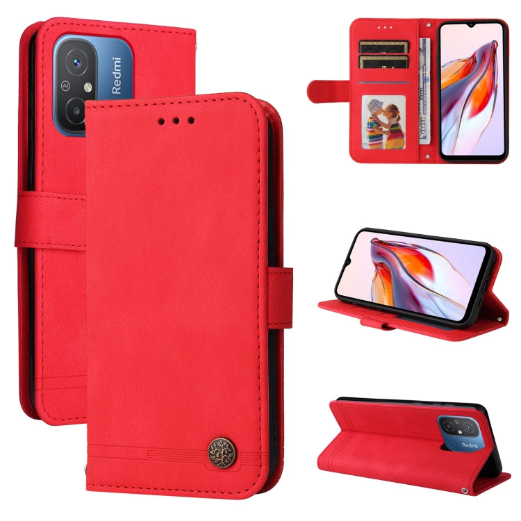 For Xiaomi Redmi 11A 4G/12C Skin Feel Life Tree Metal Button Leather Phone Case