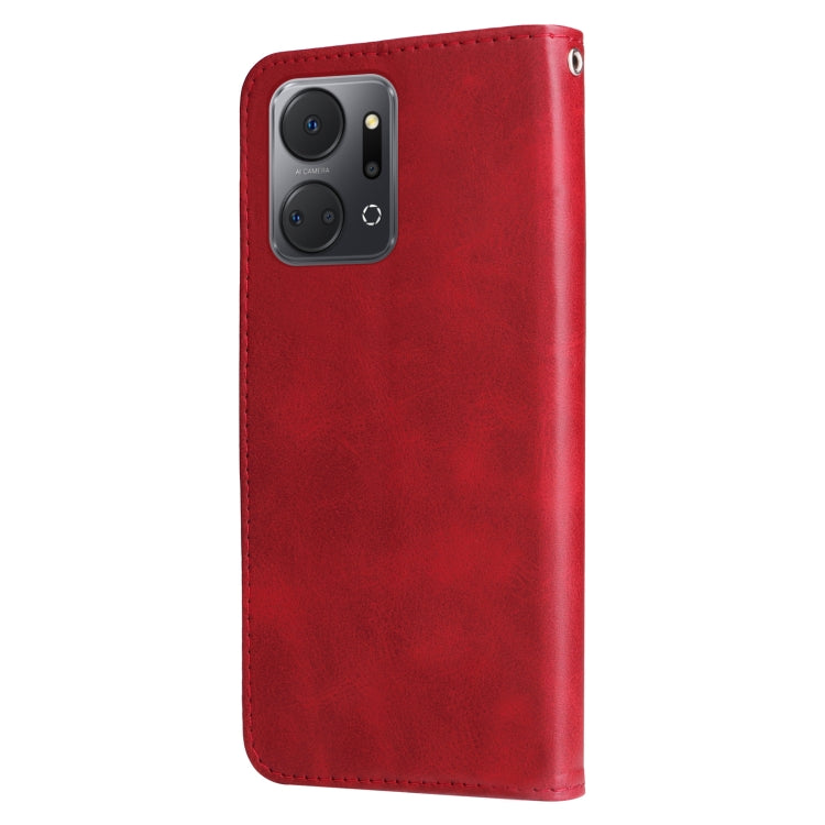 For Honor X7a Calf Texture Zipper Leather Phone Case