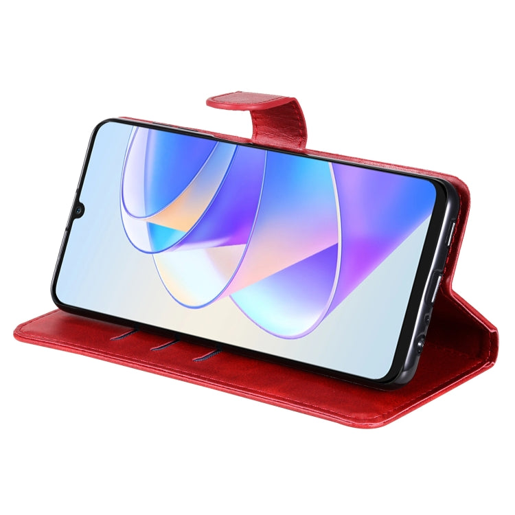 For Honor X7a Calf Texture Zipper Leather Phone Case