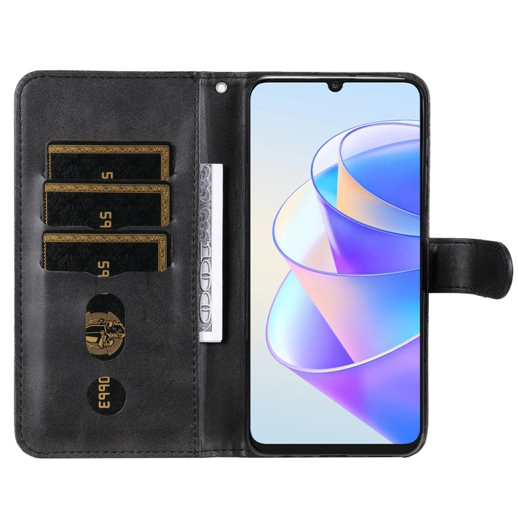 For Honor X7a Calf Texture Zipper Leather Phone Case