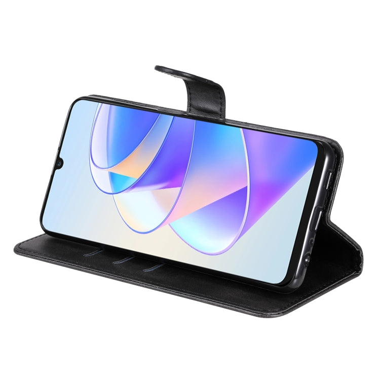 For Honor X7a Calf Texture Zipper Leather Phone Case