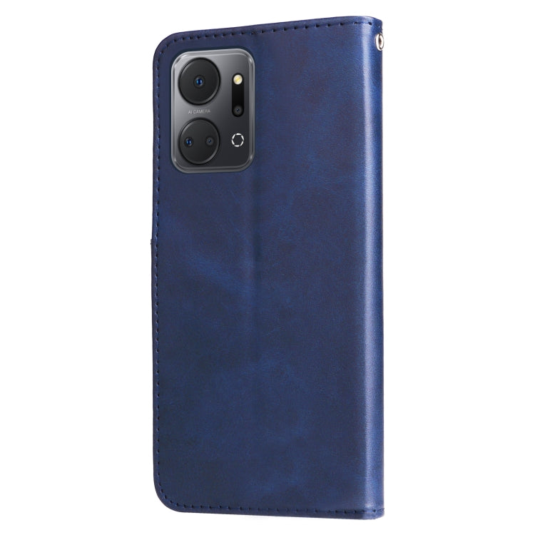 For Honor X7a Calf Texture Zipper Leather Phone Case