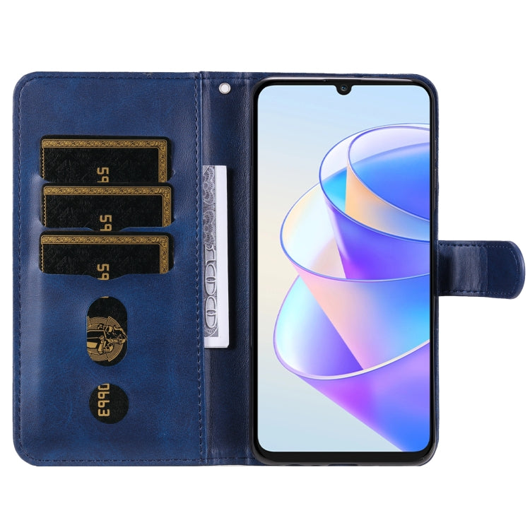 For Honor X7a Calf Texture Zipper Leather Phone Case