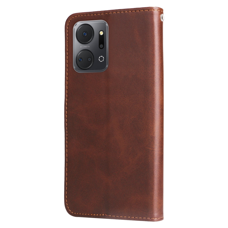 For Honor X7a Calf Texture Zipper Leather Phone Case