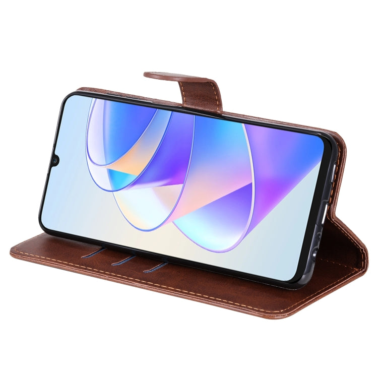 For Honor X7a Calf Texture Zipper Leather Phone Case