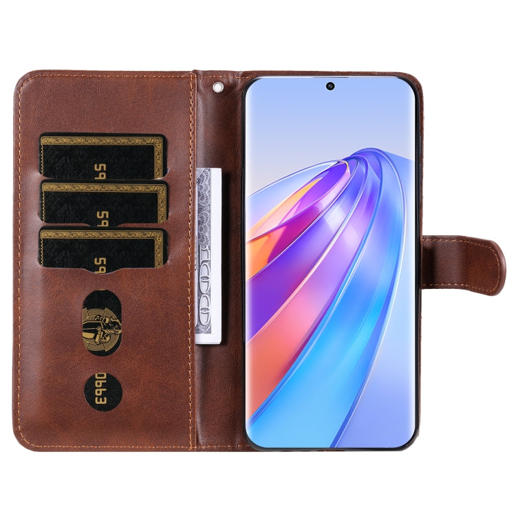 For Honor X9a/X40 5G/Magic5 Lite Calf Texture Zipper Leather Phone Case