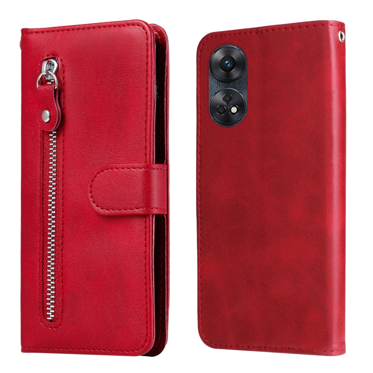 For OPPO Reno8 T 4G Calf Texture Zipper Leather Phone Case