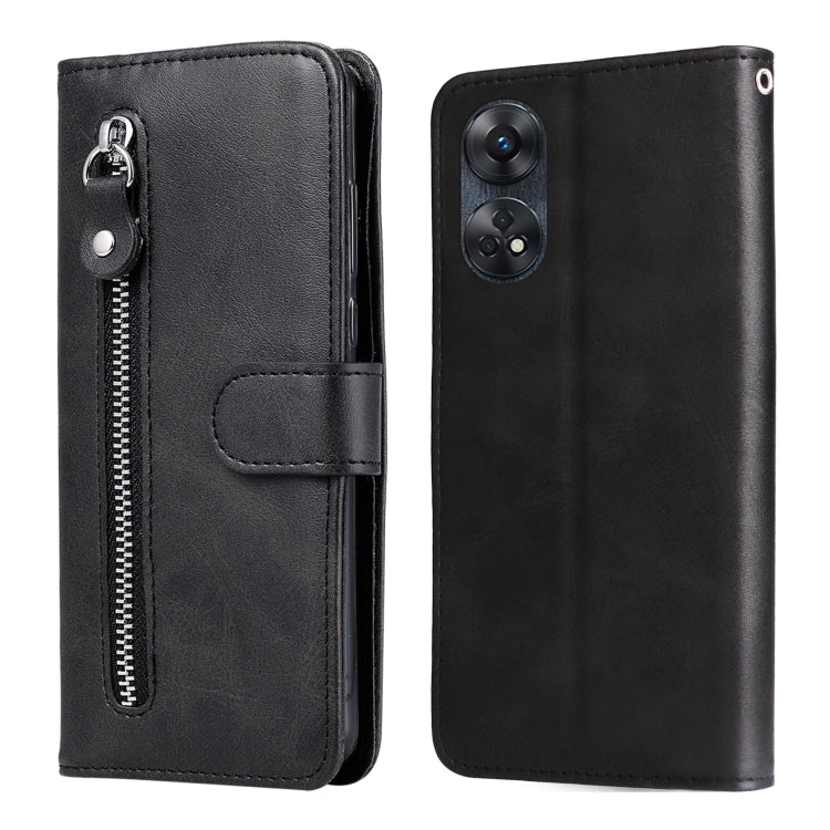 For OPPO Reno8 T 4G Calf Texture Zipper Leather Phone Case