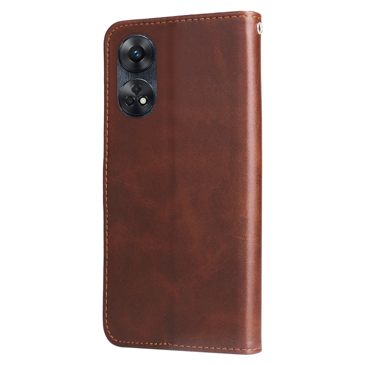 For OPPO Reno8 T 4G Calf Texture Zipper Leather Phone Case