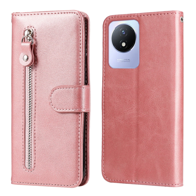 For vivo Y02 4G Calf Texture Zipper Leather Phone Case