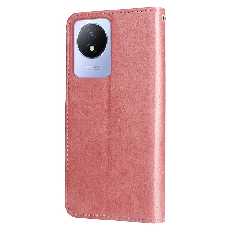 For vivo Y02 4G Calf Texture Zipper Leather Phone Case