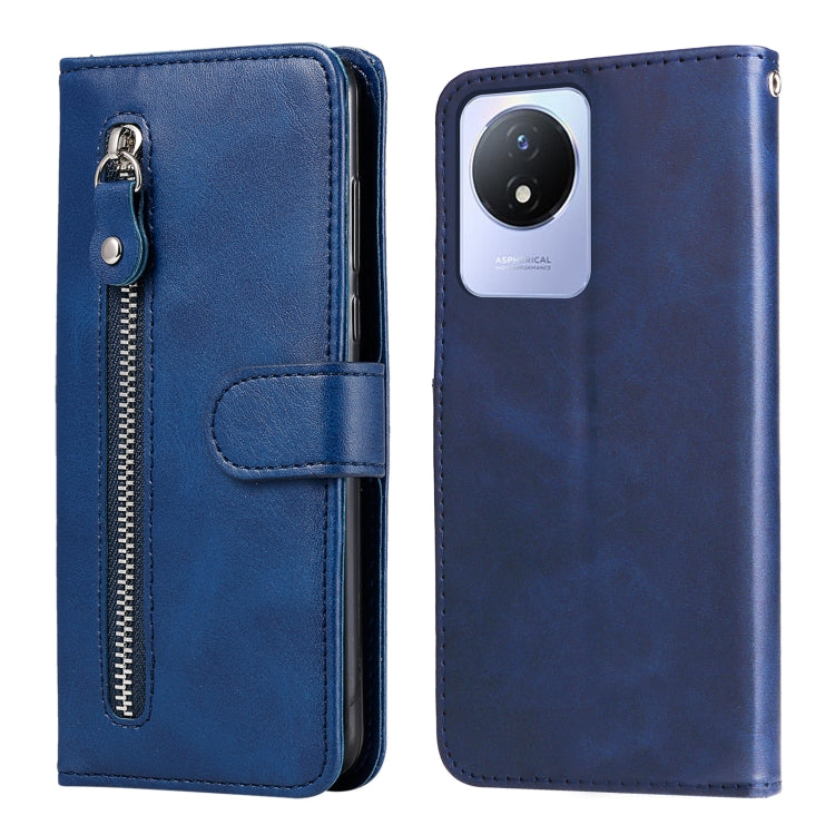 For vivo Y02 4G Calf Texture Zipper Leather Phone Case