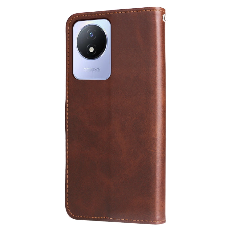 For vivo Y02 4G Calf Texture Zipper Leather Phone Case